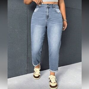 SHEIN Curve Jeans – Light Wash High-Waisted Fit (0XL)